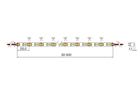 Светодиодная лента 120 диодов/м.п 2835 нейтральный 4000K, 12V, 9,6W/м.п., 1000 Lm/m, IP 20, 50м,  04.800.00.053