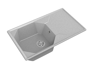 Мойка кухонная Granfest GF - U-840L, 840х500x200мм, серый, искусственный камень, в комплекте
