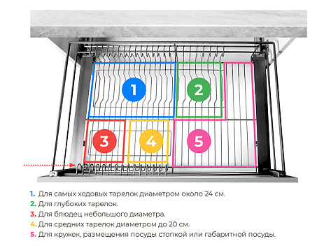 Сушилка выкатная в модуль 900 мм на напр. Push to Open, MIRA, KRS06/1/4/900, хром, (А)Boyard