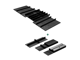 Лоток для ящика ФайнЛайн, 1000 - 1200 мм/500 мм + делитель для приборов + держ. для фольги + для ножей, ясень черный, ROCKENHAUSEN, Art. 2373860368, Kessebohmer