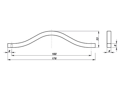 Ручка мебельная, накладная КАРДИОГРАММА, 160 мм, черный, Россия