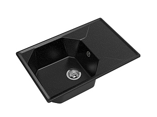 Мойка кухонная Granfest GF - U-740L, 740х500x200мм, черный, искусственный камень, в комплекте