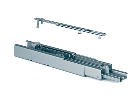 Направляющая верхняя и нижняя + доводчик на выдвижение Диспенса 90°, ПВ, титан, Art. 942359006, Kessebohmer
