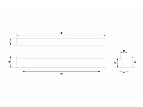 Ручка мебельная, накладная PORT RS066BL.4/128, 128 мм, черный, Boyard