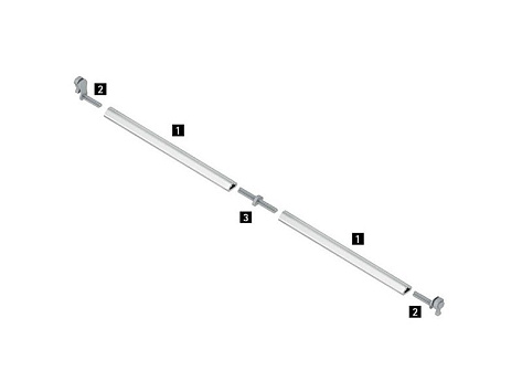 Штанга для синхронизации направляющих Push to open Synchro, для Quadro V6 / Actro полного выдвижения, длина 2000мм, алюминий Art. 9236718 Hettich