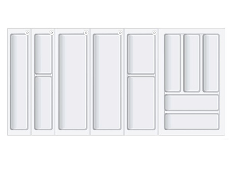 Лоток для столовых приборов BLOKI PC14 + PC13 + PC12 + PC11 + PC10, 480мм, для ящика шириной 1000мм, белый, Boyard