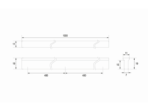 Ручка мебельная, накладная PORT RS066W.4/960, 480х2 мм, белый, Boyard