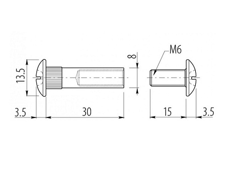 Стяжка межсекционная M6, 8х30мм, никель, металлическая