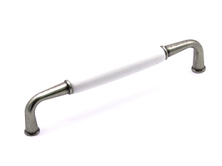 Ручка мебельная, скоба UP16, 128 мм, фарфор, старое серебро, Gamet