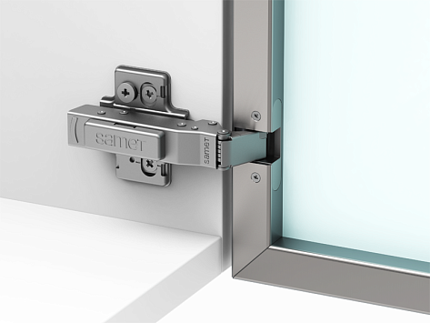 Петля MASTER для узкого алюминиевого профиля накладная 95* с доводчиком, Clip-On, Art. 10320041Y, Samet