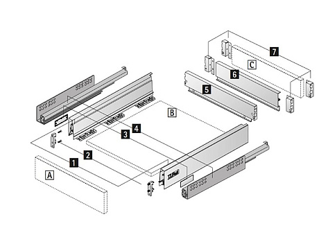 Комплект ящика InnoTech Atira 70х420 белый, полн. выдв., Push to Open, Art. 9245409, Hettich