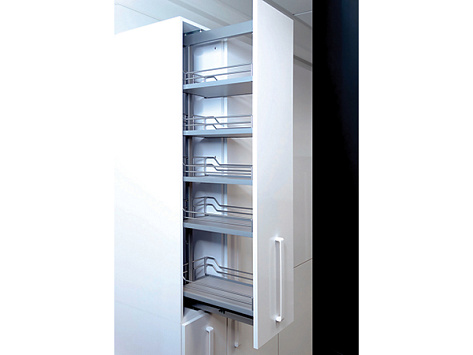 Диспенса 90° ЧВ 250 мм, высота 1200-1600 мм, Арена КЛАССИК, 4 полки, титан, цвет дна серый, Art. 2380940102, Kessebohmer