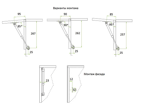 Газ-лифт 100N с доводчиком Art 595K100610X3000, FGV