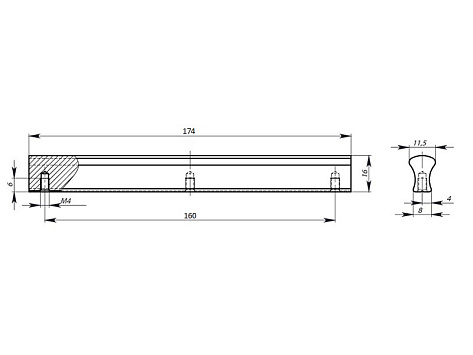 Ручка мебельная, накладная PM(23), 160 мм, алюминий, белый, Валмакс