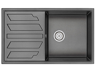 Мойка кухонная Granula 8601, 860х500х200мм, ЧЁРНЫЙ, искусственный камень, в комплекте