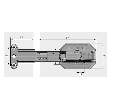 Петля KAMAT для корпусов встраиваемых холодильников 115* Art. 9239784, Hettich