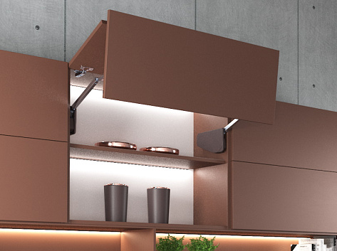 Механизм Multi Mech, рычаг 345 для фасада высотой  860-1040 мм, A1, антрацит крышки, в компл. с петлями Art. 12408461000107, Samet