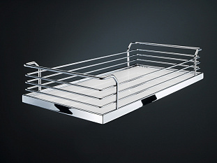 Полка 250 мм, Комфорт II, Арена КЛАССИК, 160x470x88 мм, хром, цвет дна серый, антислип, Art. 2607780005, Kessebohmer