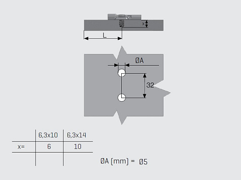 Монтажная планка для петли STAR TRACK, дистанция 7 мм, с евровинтом 6,3х14 мм, Art. 102632, Samet