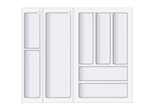 Лоток для столовых приборов BLOKI PC14 + PC12 + PC11, 480мм, для ящика шириной 600мм, белый, Boyard