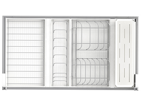 Сушилка выкатная И1234, Дайнинг Агент 900 мм (модули: д/посуды Б, д/посуды М, д/приборов, с реш Б), титан, дно белое, Art. 2395389706, Kessebohmer