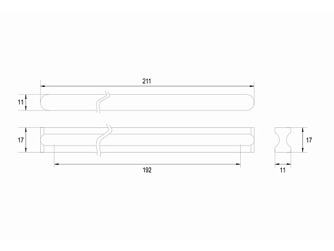 Ручка мебельная, накладная ВОЛНА RS065SC.4/192, 192 мм, сатиновый хром, Boyard