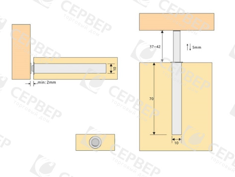 Нажимной толкатель фасадов с магнитом, длинный ход 37мм, врезной, белый 22N, d10