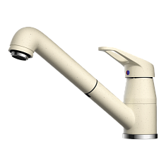 Смеситель Omoikiri Tateyama-S-BE, с выдвижной лейкой, ваниль, искусственный камень