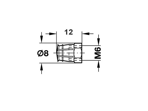 Футорка латунная М6, 8х12 мм, распорная с шариком, Art. 039.00.061, HAFELE