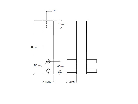 Штангодержатель для прямоугольной штанги, центральный, черный крепление к полке, сплав