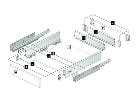 Atira, ящик 70х350 мм., белый, полн. выдв-е, Push to Open. (нагр. 30 кг.)