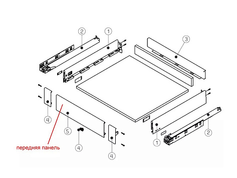 Передняя панель для ящика ALPHABOX, серый, 1200, Samet