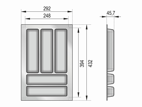 Лоток для столовых приборов блок-константа для столовых приборов BLOKI PC14/GRPH/292x430, графит, Boyard