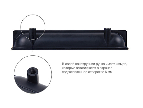 Ручка торцевая, врезная EVA RT020BL.1/000/100, 64 / 100 мм, черный, Boyard