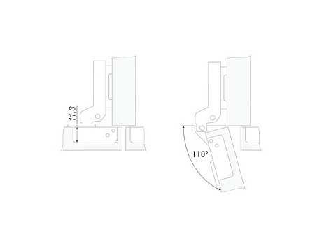 Петля полунакладная 110* slide on крепление шурупом, с ответной планкой H=2, LID