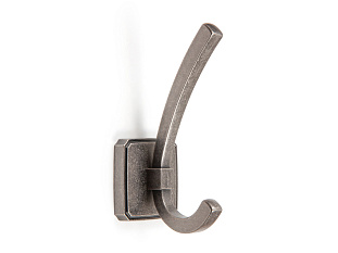 Крючок мебельный HENRY K217BAZ.9, двухрожковый, чернёный старинный цинк, Boyard