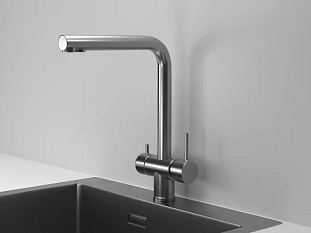 Смеситель Granula 7011, СТАЛЬ САТИН, Kitchen Space,латунь