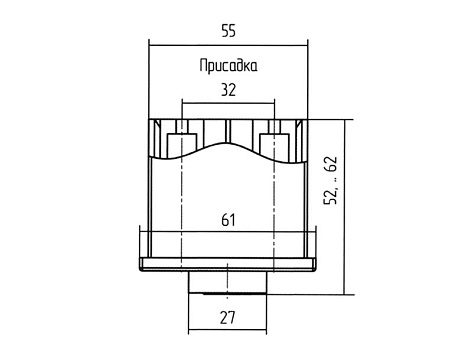 Опора Кубо, регулируемая, 55х55, H52-62, пластиковая, матовый хром
