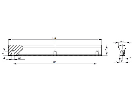 Ручка мебельная, накладная PM(23), 320 мм, алюминий, черный, Валмакс