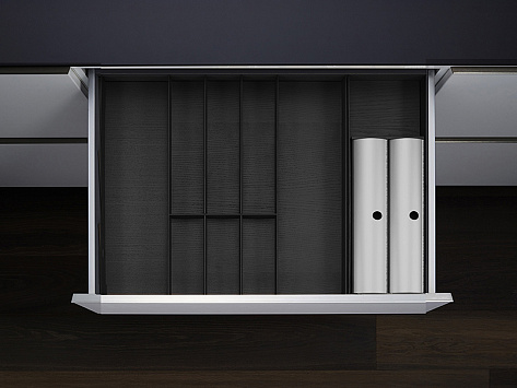 Лоток для ящика ФайнЛайн, 800 - 900 мм/500 мм + держатель для фольги, ясень черный, ROCKENHAUSEN, Art. 2373810368, Kessebohmer