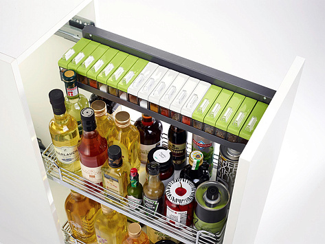 Комфорт II  300 мм, левый, высота 654 мм, Арена КЛАССИК, 2 полки, хром, цвет дна серый, Art. 2377140005, Kessebohmer