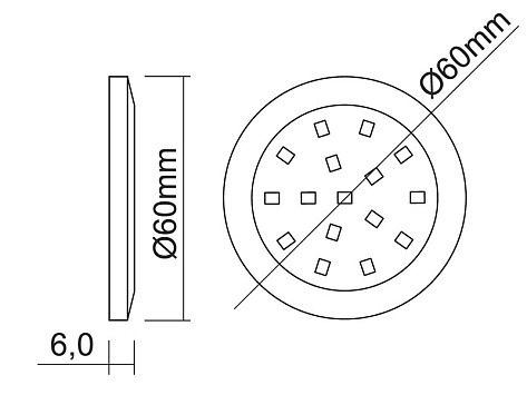 Комплект из 1-го LED светильника Palis-19 кругл. серебро/тепл.свет/блок/выкл/сет.шнур