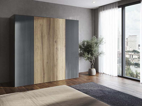 WingLine L heavy две дв. (створка H2400-2600/L300-600/до 25кг) с нижн. роликом, для открывания Push to Move, направляющая 2400,  магн. фиксатор, серый, БЕЗ МЕХАНИЗМОВ