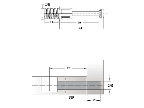 Шток быстрозажимной серии 153 Quickfit 34x8, Арт. 153-5554-0834-Z