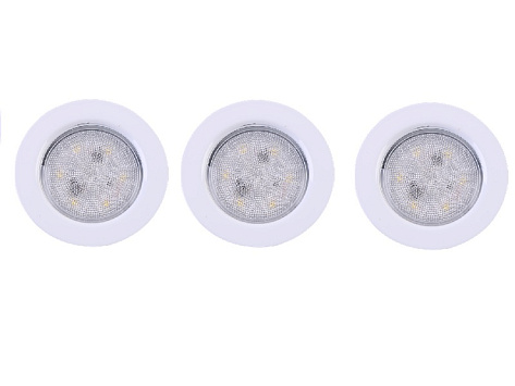 Комплект 3 LED врезных светильников FT-9228 220V, (сетевой шнур с выкл. в упаковке), нейтральный 4000K, белый