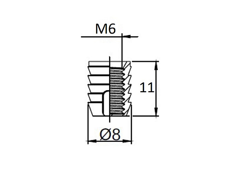 Футорка пластиковая М6, D8х11 мм, распорная