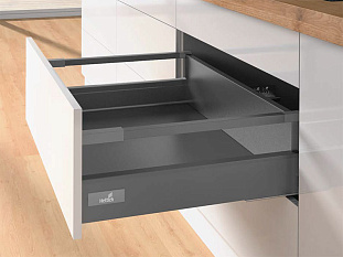 Комплект ящика InnoTech Atira 176х470 антрацит, с релингом, полн. выдв., Push to Open, Art. 9245444, Hettich