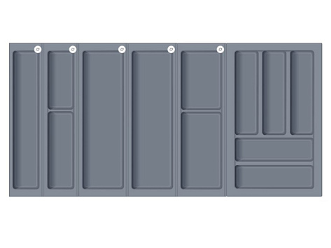 Лоток для столовых приборов BLOKI PC14 + PC13 + PC12 + PC11 + PC10, 480мм, для ящика шириной 1000мм, графит, Boyard