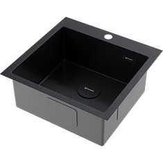 Мойка Omoikiri Akisame 51-GB 510х510х200мм, выпуск 3 1/2, нерж.сталь/графит, в комплекте