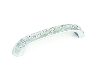 Ручка мебельная, скоба CRL19, 96мм, стразы, хром, Китай